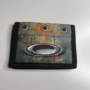 Vintage Oakley Y2K Wallet Abstract Print Nylon Hook Loop 90s 00s